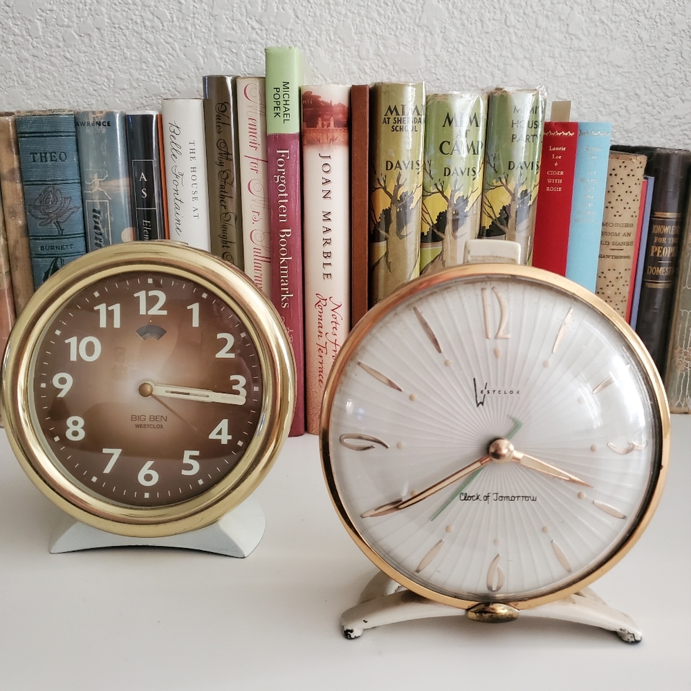 2 Vintage Antique WESTCLOX "Big Ben" & "Clock of Tomorrow" Large Clocks